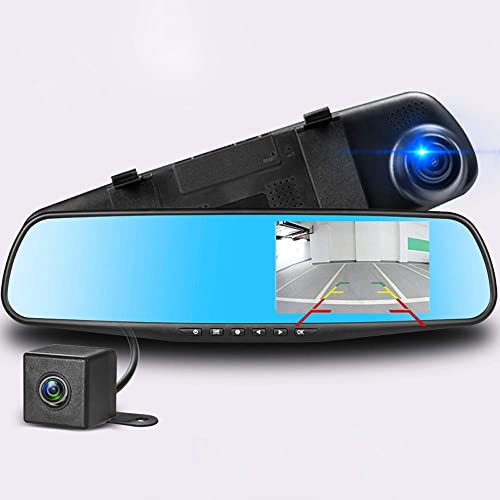 Podazz Spiegel Dashcam Vorne und Hinten Autokamera, FHD 1080P 4,3 '' Auto DVR Spiegel Dash Cam Recorder DVR mit G-Sensor Parküberwachung, Loop-Aufnahm von Podazz