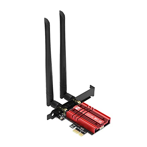 Podazz WiFi 6E AX210S PCIE WLAN Karte, Bluetooth 5.2 Intel WLAN Netzwerkkarte Adapter, Bis zu 5400 Mbit/s, 802.11AX Tri-Bands 2.4GHz/5GHz/6GHz Antenne für PC Desktop Unterstützt Windows 10/11 64Bit von Podazz