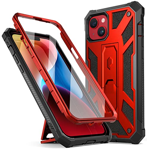 Poetic Kompatibel mit iPhone 14 Plus Hülle, Spartan Handyhülle für iPhone 14 Plus mit Displayschutz, Ganzkörper Robust Premium Leder Textur Stoßfest Schutzhülle mit Ständer, Metallisches Rot Poetic Kompatibel mit iPhone 14 Plus Hülle, Spartan Handyhülle für iPhone 14 Plus mit Displayschutz, Ganzkörper Robust Premium Leder Textur Stoßfest Schutzhülle mit Ständer, Metallisches Rot von Poetic