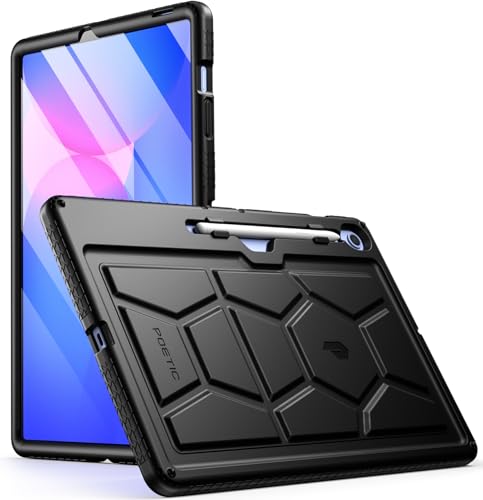 Poetic TurtleSkin Hülle für Samsung Galaxy Tab S10 FE Plus (2025 Release) 13,1 Zoll Hülle mit S Pen-Halter, robuste, stoßfeste, kinderfreundliche Silikon-Schutzhülle, Schwarz von POETIC