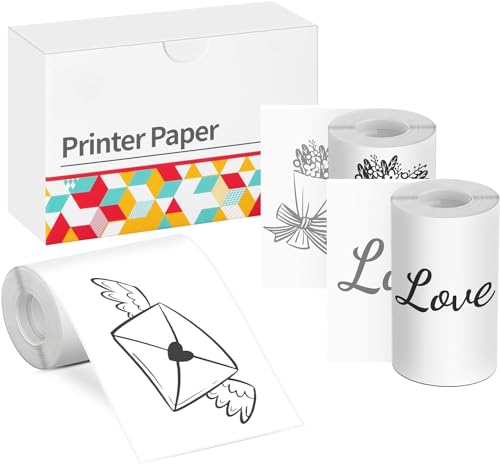 Transparentes Selbstklebendes Thermopapier, Transparentes Aufkleberpapier Kompatibel mit Mini-drucker T02/M02X/M02L/M02S, Dauerhafte Speicherung, 3 Rollen Papier, 50 mm x 3,5 m von PokeLabel