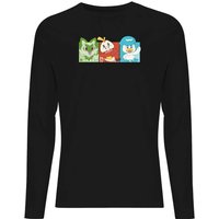 Pokémon 1st Starters Panels Unisex Long Sleeve T-Shirt - Black - S von Pokemon