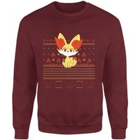 Pokemon Fynx Weihnachtspullover – Burgund - L von Pokemon