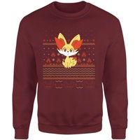 Pokemon Fynx Weihnachtspullover – Burgund - XS von Pokemon