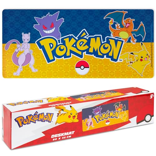 Pokemon Mauspad XXL 80x35 cm Schreibtischunterlage Groß Cooles Pikachu Mousepad Gaming rutschfest Schreibtisch Unterlage PC Gamer Mouse Pad (Marineblau) von Pokémon