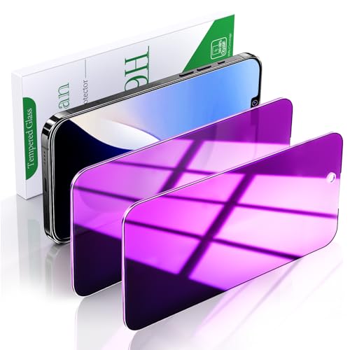 Pokolan 2 Stück Purpurrot Sichtschutz für iPhone 13 Pro Max, 14 Plus Schutzfolie, Lila Anti-Spy Glas Folie, Blendschutz, Blasenfreie, Anti-Kratzen, Anti-Fingerabdruck, Ultra-Klar Displayschutzfolie von Pokolan