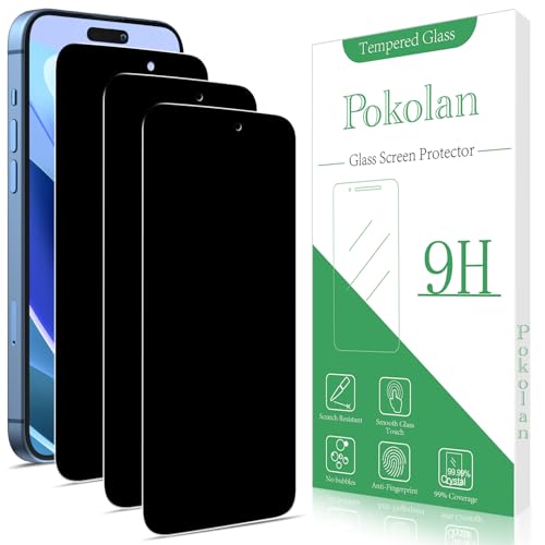 Pokolan 3 Stück Sichtschutz für iPhone 16 Pro Max Schutzfolie, Anti-Spy, Glas Displayschutzfolie, Frei von Kratzern, 9H Härte, Blasenfrei, Ultrabeständig Pokolan 3 Stück Sichtschutz für iPhone 16 Pro Max Schutzfolie, Anti-Spy, Glas Displayschutzfolie, Frei von Kratzern, 9H Härte, Blasenfrei, Ultrabeständig von Pokolan