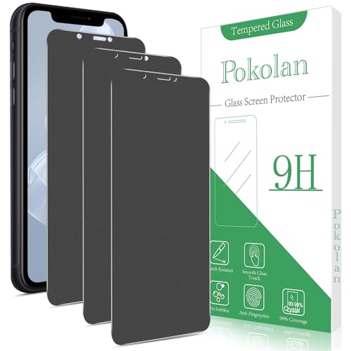 Pokolan 3 Stück Matte Sichtschutz für iPhone 11, iPhone XR, Schutzfolie, Matt Anti-Spy Glas Folie, Blendschutz, Blasenfreie, Anti-Kratzen, Anti-Fingerabdruck, Ultra-Klar Displayschutzfolie von Pokolan