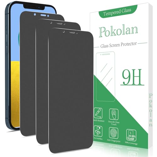Pokolan 3 Stück Matte Sichtschutz für iPhone 12 Pro Max, Schutzfolie, Matt Anti-Spy Glas Folie, Blendschutz, Blasenfreie, Anti-Kratzen, Anti-Fingerabdruck, Ultra-Klar Displayschutzfolie von Pokolan