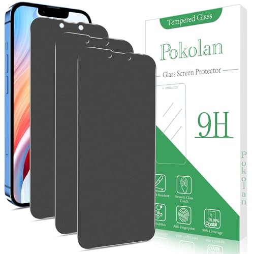 Pokolan 3 Stück Matte Sichtschutz für iPhone 16e, iPhone 13, 13 Pro, iPhone 14, Schutzfolie, Matt Anti-Spy Glas Folie, Blendschutz, Blasenfreie, Anti-Kratzen, Anti-Fingerabdruck von Pokolan