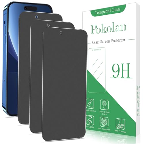 Pokolan 3 Stück Matte Sichtschutz für iPhone 14 Pro Max Schutzfolie, Matt Anti-Spy Glas Folie, Blendschutz, Blasenfreie, Anti-Kratzen, Anti-Fingerabdruck, Ultra-Klar Displayschutzfolie von Pokolan