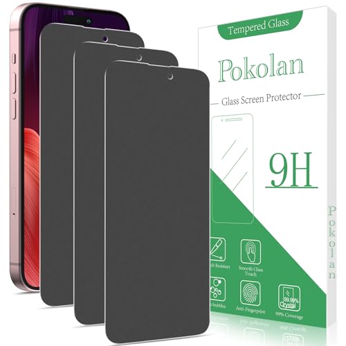 Pokolan 3 Stück Matte Sichtschutz für iPhone 15 15 Pro Schutzfolie, Matt Anti-Spy Glas Folie, Blendschutz, Blasenfreie, Anti-Kratzen, Anti-Fingerabdruck, Ultra-Klar Displayschutzfolie von Pokolan