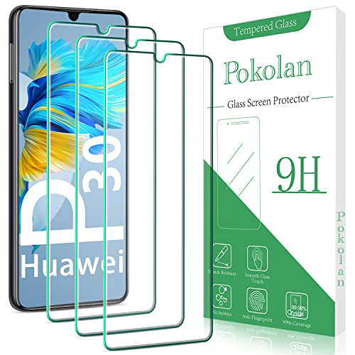 Pokolan 3 Stück Schutzfolie für Huawei P30, Frei von Kratzern, 9H Härte, HD Displayschutzfolie, Sensitive Touch, 0.33mm Ultra-klar, Ultrabeständig von Pokolan