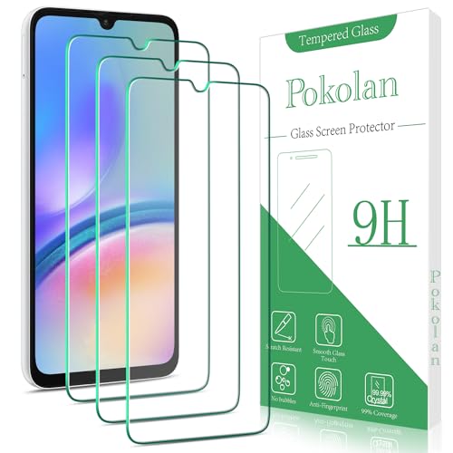Pokolan 3 Stück Schutzfolie für Samsung Galaxy A05S/A05, Frei von Kratzern, 9H Härte, HD Displayschutzfolie, 0.33mm Ultra-klar, Blasenfrei, Ultrabeständig von Pokolan
