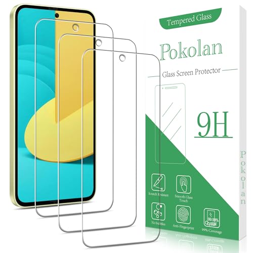 Pokolan 3 Stück Schutzfolie für Samsung Galaxy A35, Frei von Kratzern, 9H Härte, HD Displayschutzfolie, 0.33mm Ultra-klar, Blasenfrei, Ultrabeständig von Pokolan