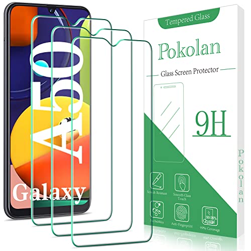 Pokolan 3 Stück Schutzfolie für Samsung Galaxy A50, A50s, Frei von Kratzern, 9H Härte, HD Displayschutzfolie, 0.33mm Ultra-klar, Blasenfrei, Ultrabeständig von Pokolan