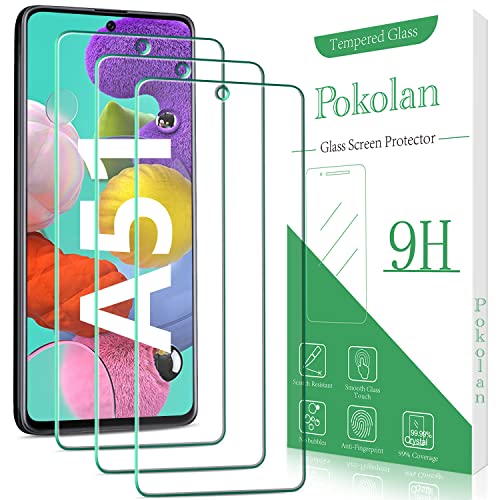 Pokolan 3 Stück Schutzfolie für Samsung Galaxy A51, Frei von Kratzern, 9H Härte, HD Displayschutzfolie, 0.33mm Ultra-klar, Blasenfrei, Ultrabeständig von Pokolan