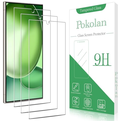 Pokolan 3 Stück Schutzfolie für Samsung Galaxy S25 Ultra, Frei von Kratzern, 9H Härte, HD Displayschutzfolie, 0.33mm Ultra klar, Blasenfrei, Ultrabeständig von Pokolan