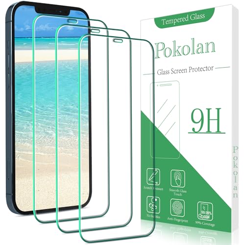 Pokolan 3 Stück Schutzfolie für iPhone 12 Pro Max, Frei von Kratzern, 9H Härte, HD Displayschutzfolie, 0.33mm Ultra-klar, Blasenfrei, Ultrabeständig von Pokolan