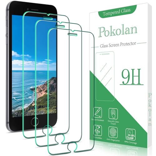 Pokolan 3 Stück Schutzfolie für iPhone 8 Plus, 7 Plus, iPhone 6s Plus, iPhone 6 Plus, Frei von Kratzern,9H Härte, HD Displayschutzfolie, 0.33mm Ultra-klar, Blasenfrei, Einfacher Montage von Pokolan