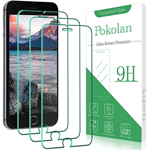 Pokolan 3 Stück Schutzfolie für iPhone SE 2020, iPhone 8, iPhone 7, iPhone 6S, iPhone 6, Frei von Kratzern,9H Härte, HD Displayschutzfolie, 0.33mm Ultra-klar, Blasenfrei, Einfacher Montage von Pokolan