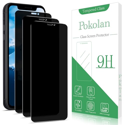 Pokolan 3 Stück Sichtschutz für Apple iPhone 11, XR, Anti-Spy, Glas Displayschutzfolie, Frei von Kratzern, 9H Härte, Blasenfrei, Ultrabeständig von Pokolan