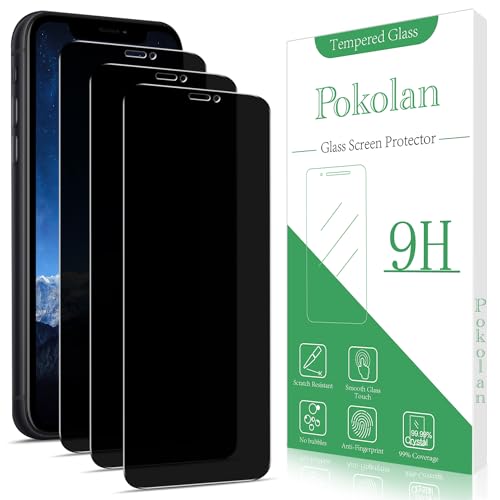 Pokolan 3 Stück Sichtschutz für Apple iPhone 11 Pro, X, XS, Anti-Spy, Glas Displayschutzfolie, Frei von Kratzern, 9H Härte, Blasenfrei, Ultrabeständig von Pokolan