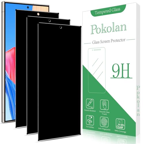 Pokolan 3 Stück Sichtschutz für Samsung Galaxy S24 Ultra 5G Schutzfolie, Anti Spy, Glas Displayschutzfolie, Frei von Kratzern, 9H Härte, Blasenfrei, Ultrabeständig von Pokolan