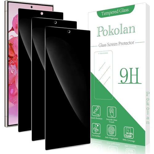 Pokolan 3 Stück Sichtschutz für Samsung Galaxy S25 Ultra Schutzfolie, Anti Spy, Glas Displayschutzfolie, Frei von Kratzern, 9H Härte, Blasenfrei, Ultrabeständig von Pokolan