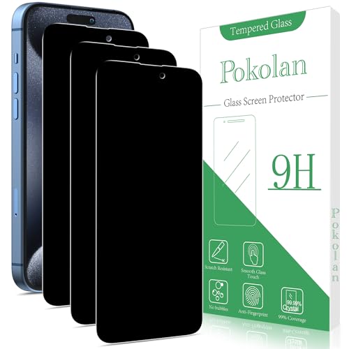Pokolan 3 Stück Sichtschutz für iPhone 15 Pro Max, 15 Plus Schutzfolie, Anti Spy, Glas Displayschutzfolie, Frei von Kratzern, 9H Härte, Blasenfrei, Ultrabeständig Pokolan 3 Stück Sichtschutz für iPhone 15 Pro Max, 15 Plus Schutzfolie, Anti Spy, Glas Displayschutzfolie, Frei von Kratzern, 9H Härte, Blasenfrei, Ultrabeständig von Pokolan