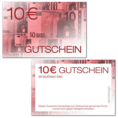 100 Geschenkgutscheine für Kunden 10,-€ / Visitenkartengröße - Geldgutscheine - Gutscheinkarten - Gutschein [GS] von Pokornys