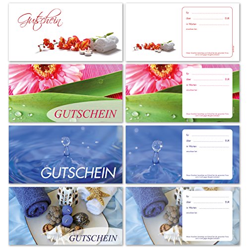 24 Geschenkgutscheine für Kunden, DIN lang - Wellness Sortiment 4-fach sortiert - Gutscheinkarten - Gutschein [GS31-S] von Pokornys