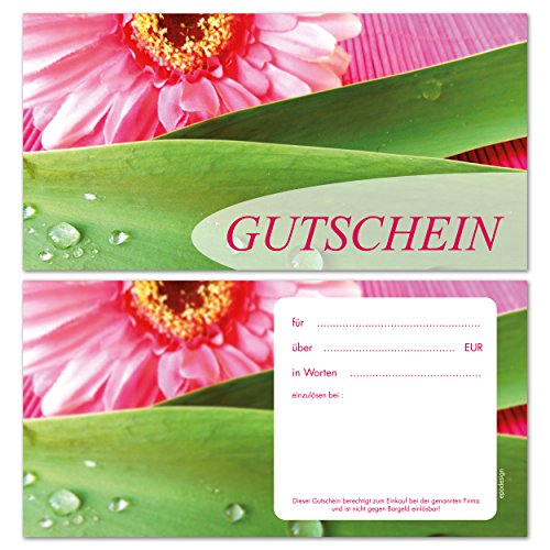 25 Geschenkgutscheine für Kunden, DIN lang - Wellness Blatt Blüte - Gutscheinkarten - Gutschein [GS-53] von Pokornys