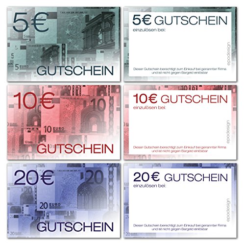 90 Geschenkgutscheine für Kunden sortiert 5,-€ / 10,-€ / 20,-€ / Visitenkartengröße - Geldgutscheine - Gutscheinkarten - Gutschein [GS] von Pokornys