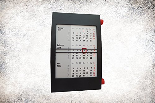 Toner & Tinten Fuchs 3-Monats-Kalender, für 2 Jahre (2016+2017), mit Drehmechanik, schwarz/rot von Pokornys