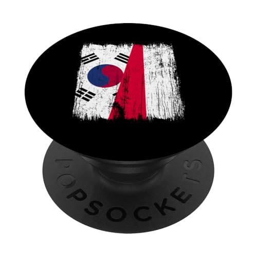 Südkorea Polen halbe Flagge Koreanisch Polen Vorfahren PopSockets Klebender PopGrip von Poland Flag Design Polish Roots And Culture Pride