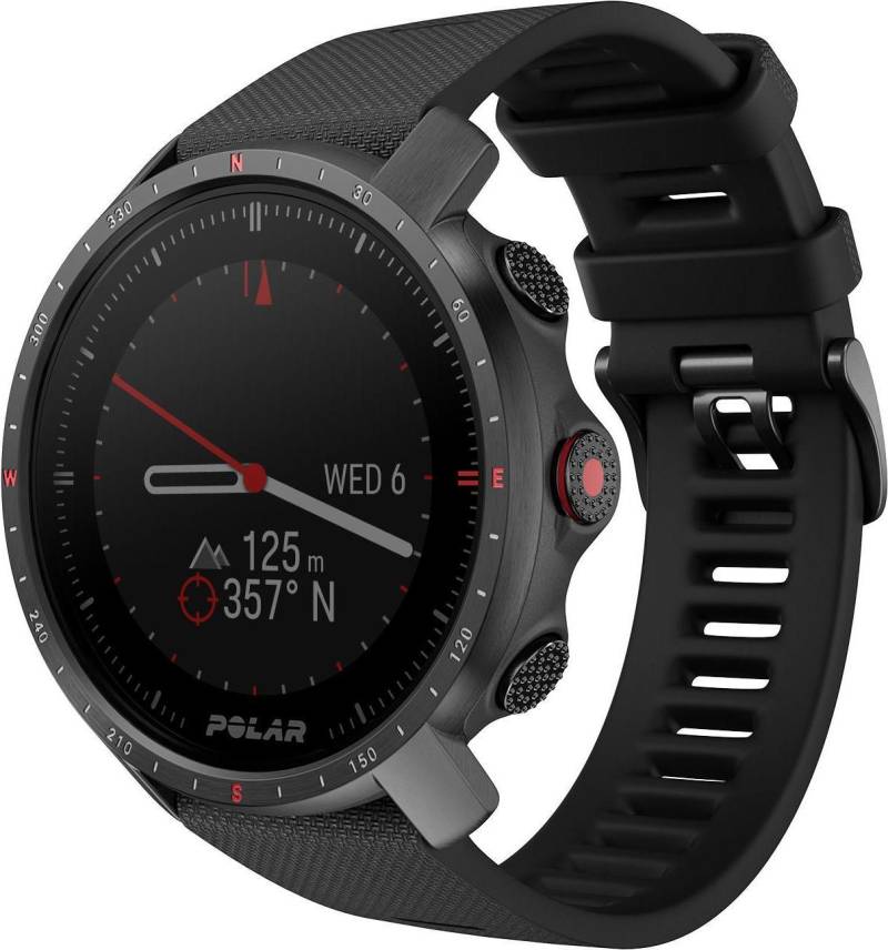 Polar Grit X Pro - Schwarz DLC - Sportuhr mit Band - Fluorkautschuk (FKM) - schwarz - Bandgröße: M/L - Anzeige 3 cm (1.2) - Bluetooth - 47 g von Polar