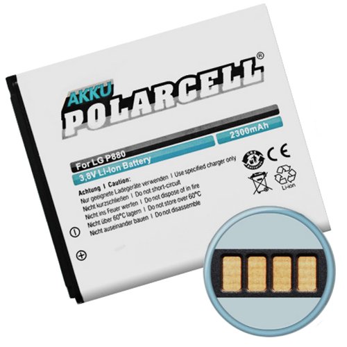 Akku PolarCell für Optimus 4X HD, 9, LTE 2, P769, P880 / BL-53QH (2200mAh/8,36Wh) von PolarCell