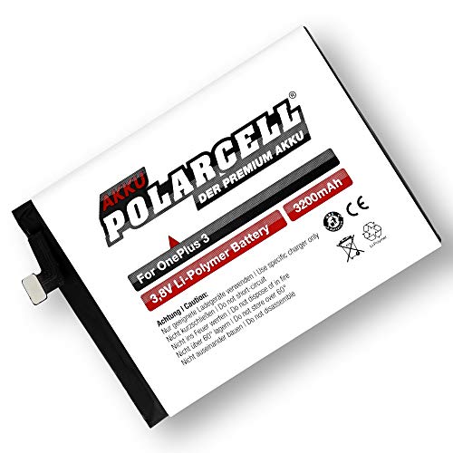 PolarCell Akku für OnePlus 3 Three - A3000, A3003 | ersetzt Originalakku BLP613 | 3200mAh von PolarCell