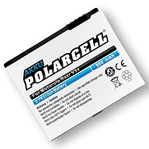 PolarCell BC60 Akku für Motorola RAZR V3x | Rokr E8 | SLVR L7 - L9 | Aura | C261 EX112 EX115 V1150 | ersetzt Original-Akku BC60 BK60 | 900mAh Starke Ersatz-Batterie | selektierte A+ Qualitätszellen von PolarCell