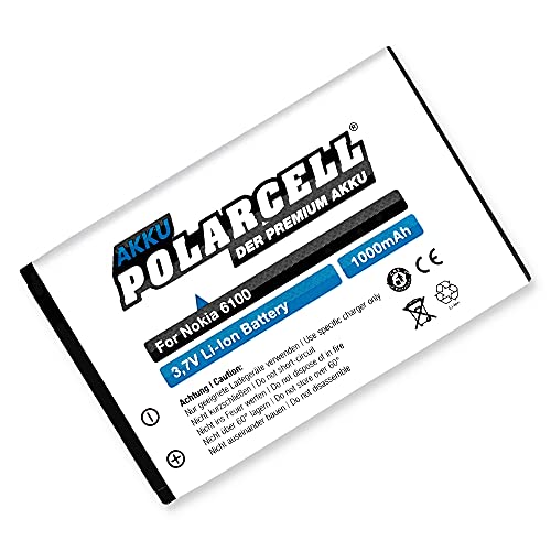 PolarCell BL-4C Akku für Nokia 6300 | 6100 108 2650 2690 5100 6101 6103 6131 6260 7200 C2-05 X2-00 | 1000mAh Starke Ersatz-Batterie | 24% mehr Kapazität als der Original-Akku | A+ Qualitätszellen von PolarCell