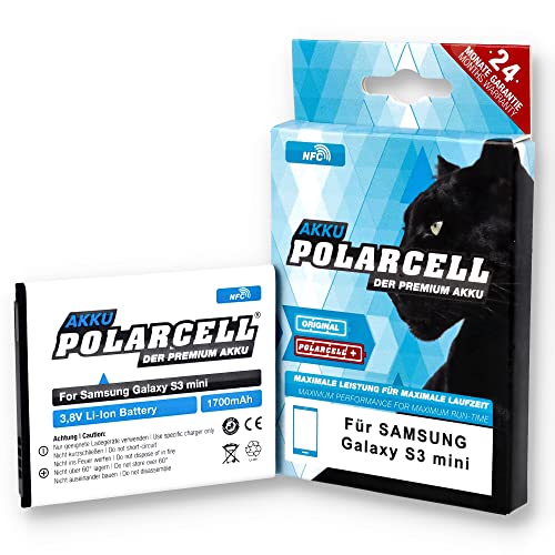 PolarCell NFC Akku für Samsung Galaxy S3 Mini GT-i8200N - GT-i8190N | Galaxy Ace 2 GT-i8160P | ersetzt Original-Akku EB-L1M7FLU | 1700mAh Starke Ersatz-Batterie | selektierte A+ Qualitätszellen von PolarCell