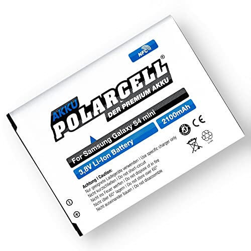 PolarCell NFC Akku für Samsung Galaxy S4 Mini GT-i9190 | DuoS GT-i9192 | LTE GT-i9195 | ersetzt Original-Batterie EB-B500BE EB-B500BU EB-BG357BBE | 2100mAh | Ace 4 SM-G357FZ Ace Style LTE SM-G357FZ von PolarCell