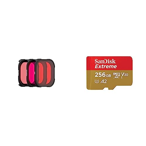 PolarPro - DiveMaster - for GoPro Hero 9 & 10, Gold (H9-1016) & SanDisk Extreme microSDXC UHS-I Speicherkarte 256 GB + Adapter von PolarPro