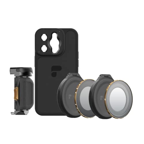 PolarPro - LiteChaser iPhone 14 Pro - Filmmaking Kit - Inkl. iPhone 14 Pro Case - LiteChaser iPhone 14 Grip - VND 3-5 Filter - CP Filter - Für Mobile Content Creators von PolarPro