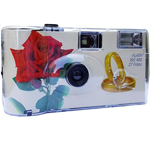 Hochzeitskamera / Einwegkamera Rote Rose mit Ringe (deutsche Bedienungsanleitung, mit Blitzlicht und Batterien, je 27 Fotos, ISO 400 Fuji) Hochzeitskamera / Einwegkamera Rote Rose mit Ringe (deutsche Bedienungsanleitung, mit Blitzlicht und Batterien, je 27 Fotos, ISO 400 Fuji) von Photo Porst