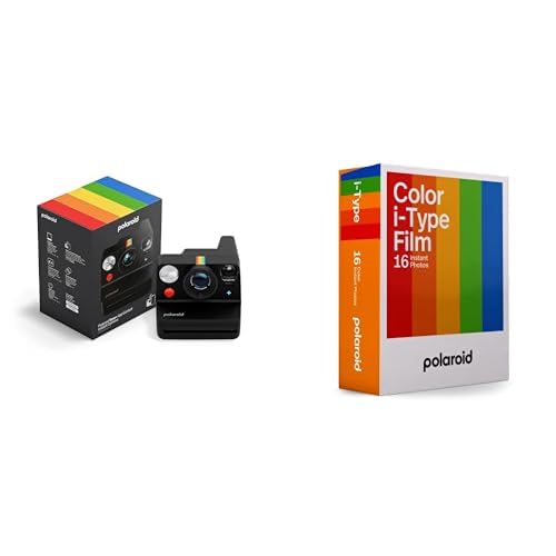 Polaroid - Now+ Gen3 - Sofortbildkamera mit Bluetooth-Verbindung + Farbfilm (16 Filme) - Schwarz von Polaroid