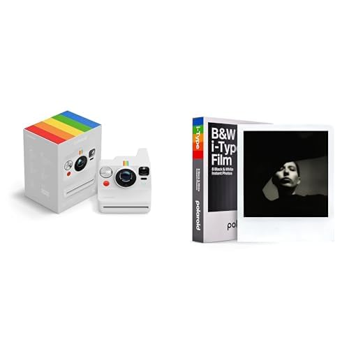 Polaroid - Now+ Gen3 - Sofortbildkamera mit Bluetooth-Verbindung + Schwarz-Weiß-Film (8 Filme) - White von Polaroid
