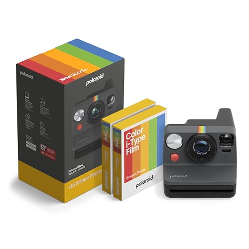 Polaroid - Now Gen 3 - Sofortbildkamera - Bundle Kamera + Farbfilm (16 Fotos) Schwarz (6560) von Polaroid