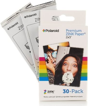 Polaroid Premium ZINK Paper - Selbstklebendes Fotopapier - weiß - 5,08 x 7,62 mm 30 Blatt - für Polaroid Snap Instant (555163) von Polaroid